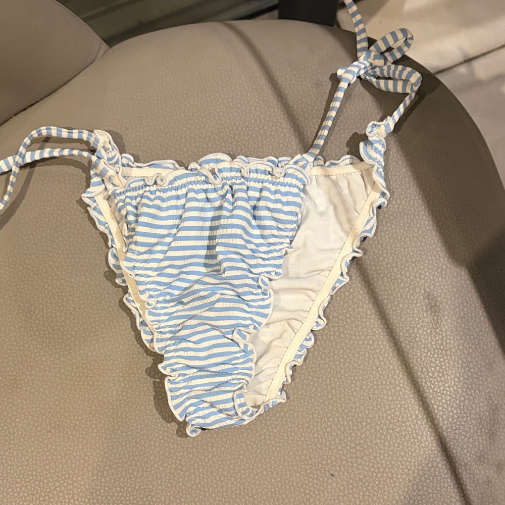 H&M Blue and White Striped Bikini Bottom